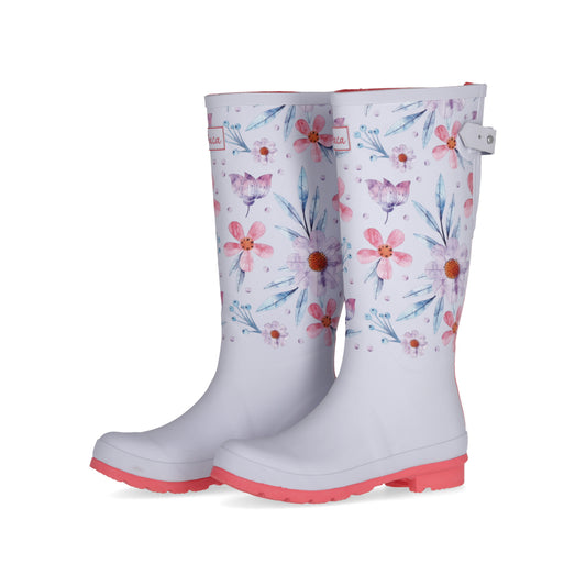 Botas de Caucho con Flores para Mujer Maca