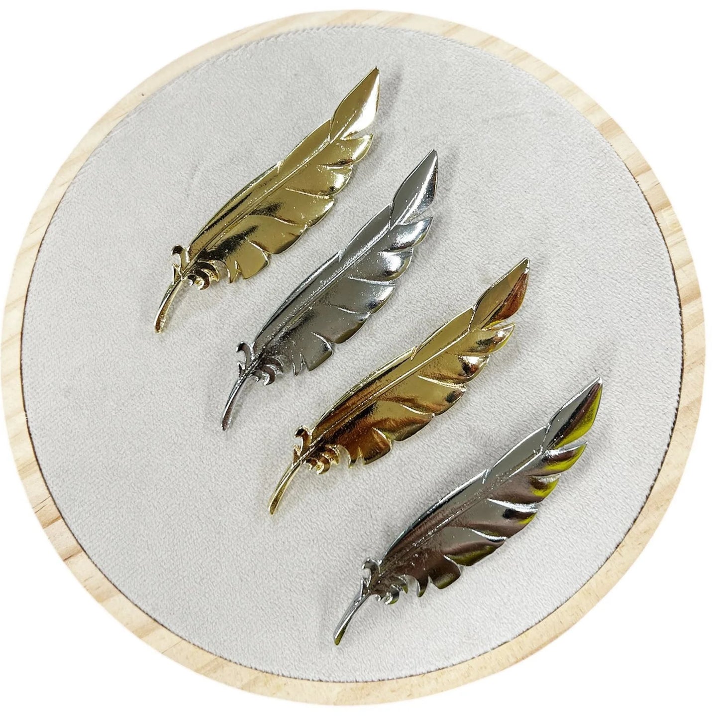 Pluma metálica para sombrero texano – dorada y plateada