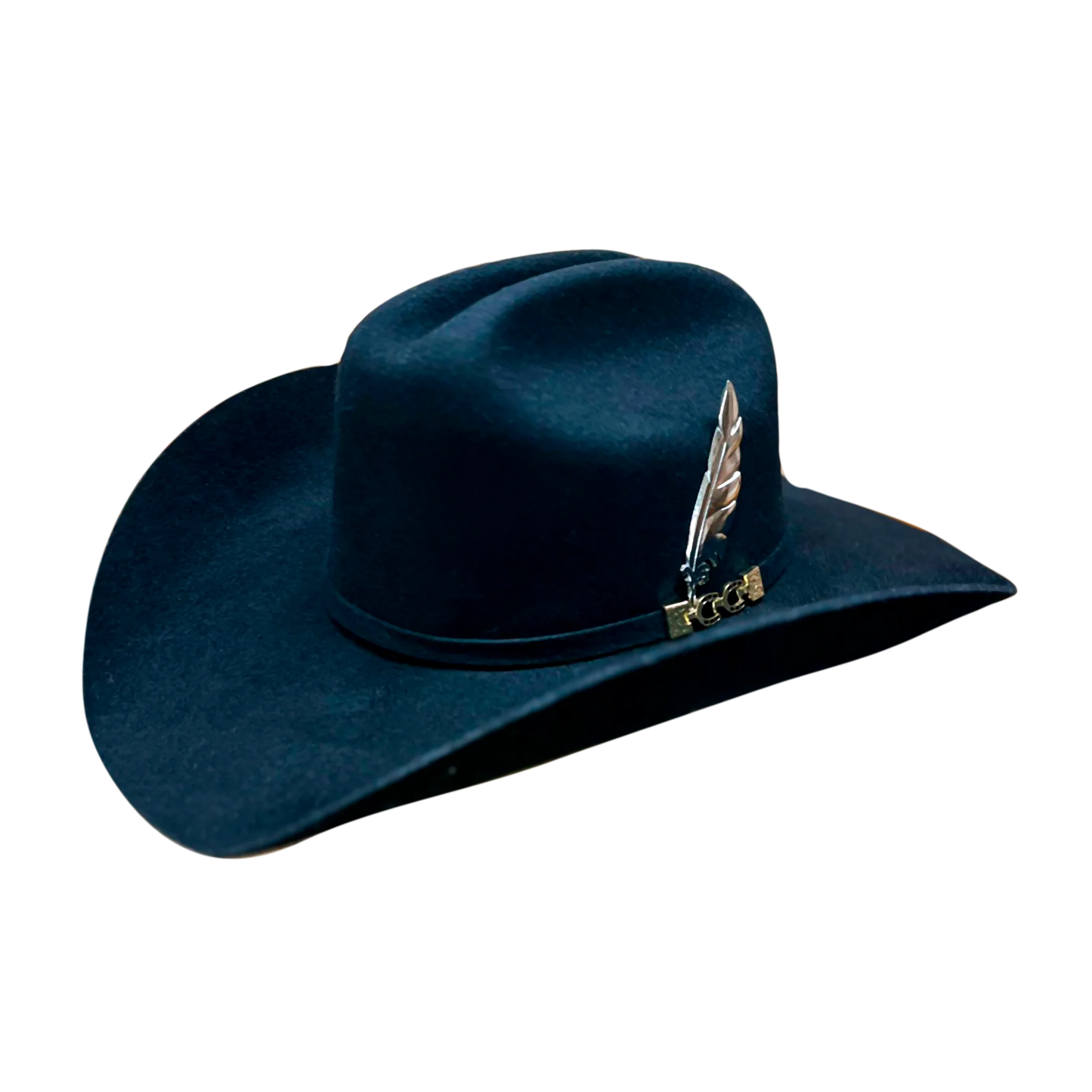 Pluma metálica para sombrero texano – dorada y plateada