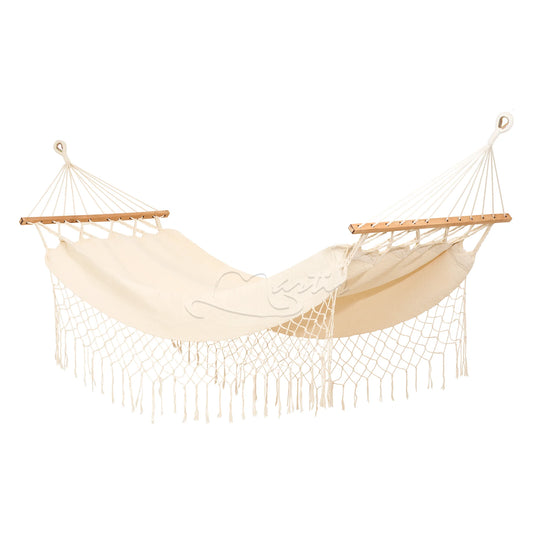 Hamaca Doble con Palo en Hilaza de Algodón