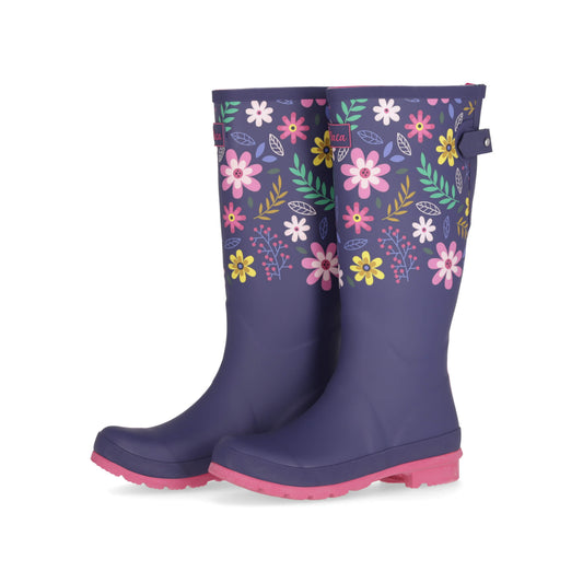 Botas de Caucho con Flores para Mujer Maca