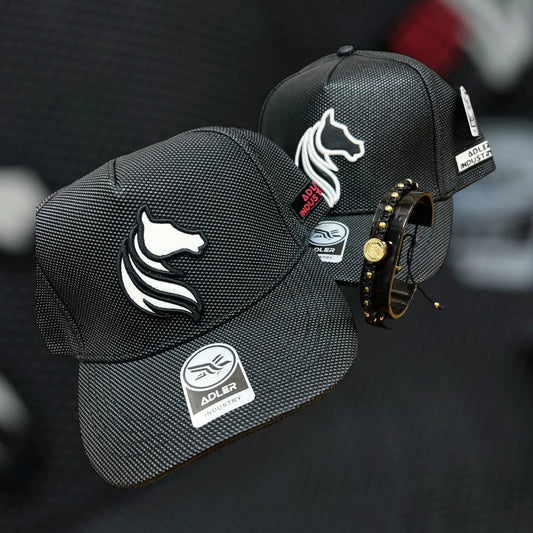 Combo Caballista – Gorra Negra + Manilla Caballista en Hilo Trenzado