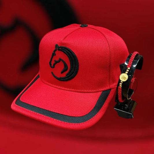 Combo Caballista – Gorra Roja + Manilla Caballista en Hilo Trenzado