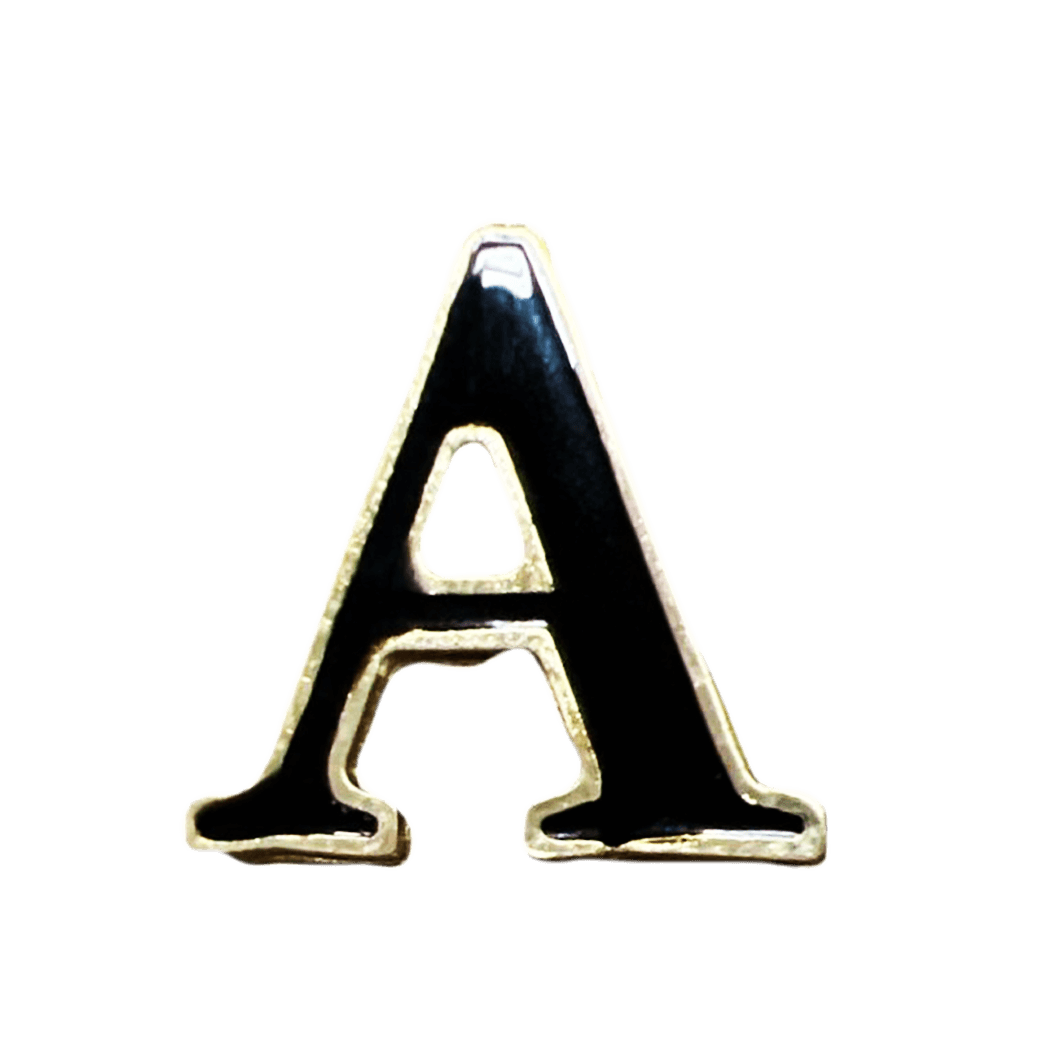 Pines de Letras Metálicas en Dorado y Negro para Sombreros