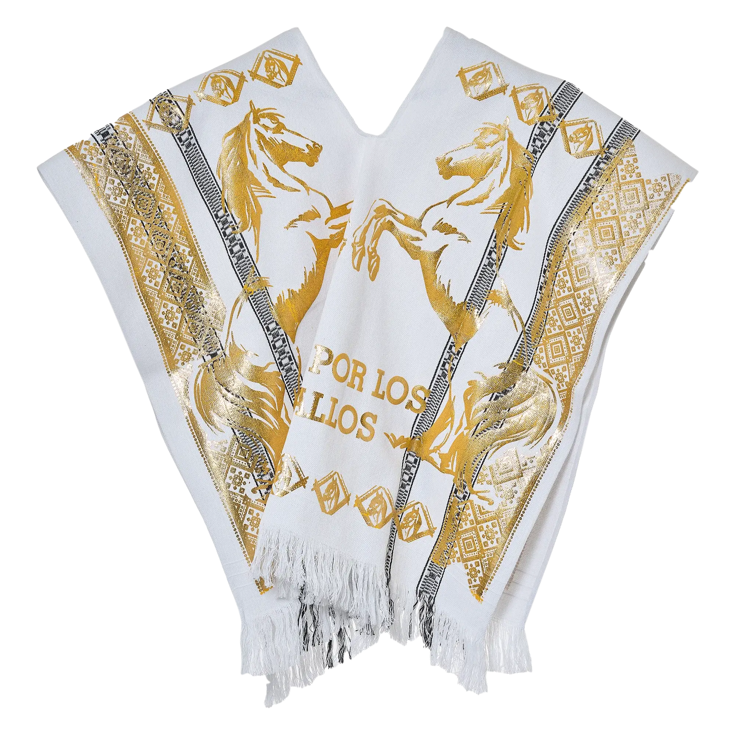 Poncho Norteño en Algodón con Estampado Dorado – Exclusivo para Caballistas