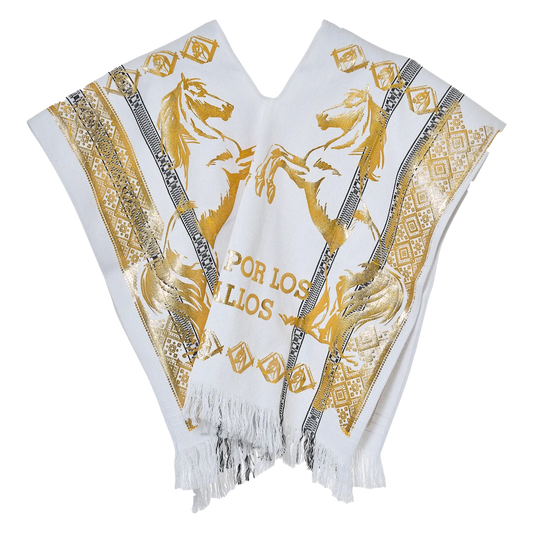 Poncho Norteño en Algodón con Estampado Dorado – Exclusivo para Caballistas