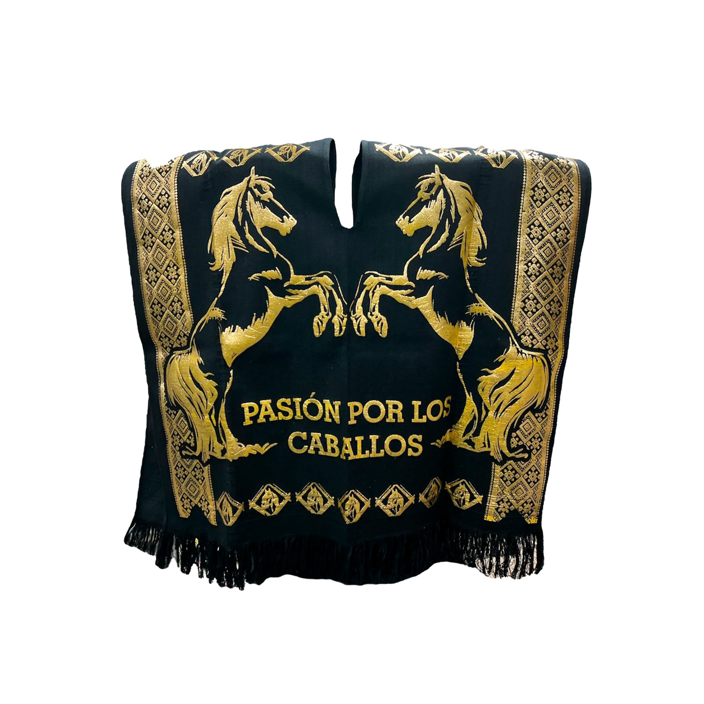 Poncho Norteño en Algodón con Estampado Dorado – Exclusivo para Caballistas