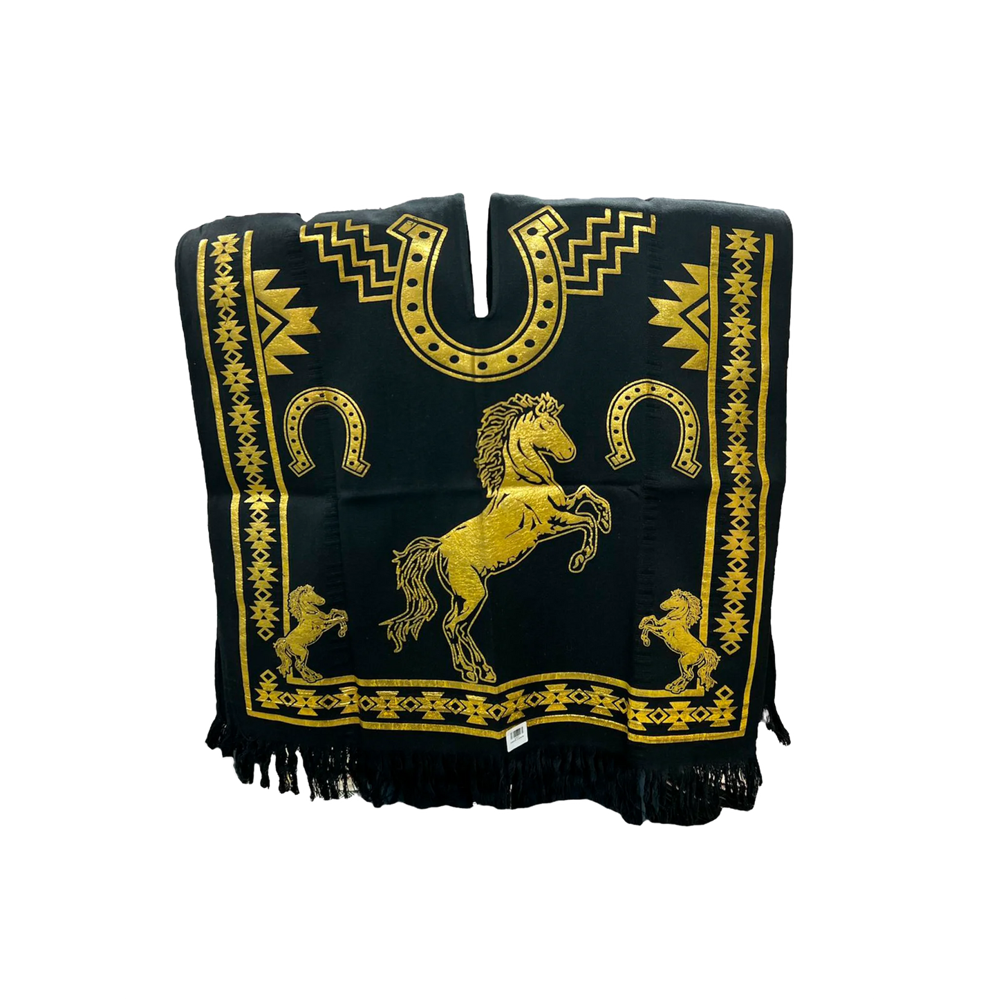 Poncho Norteño en Algodón con Estampado Dorado – Exclusivo para Caballistas