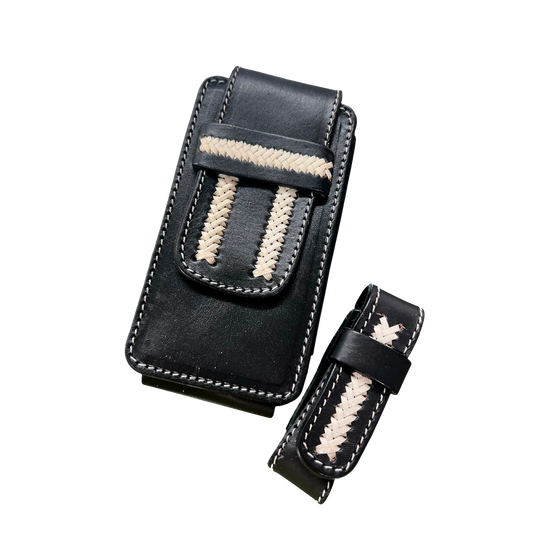 Porta Celular y Navaja en Cuero – Combo para Caballistas