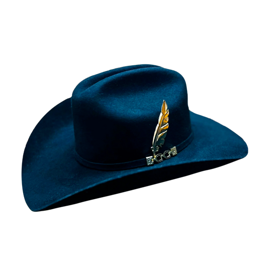 Pluma metálica para sombrero texano – dorada y plateada
