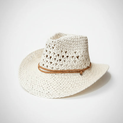 Sombrero de Verano Cowboy Tejido - Estilo Trenzado Vacacional