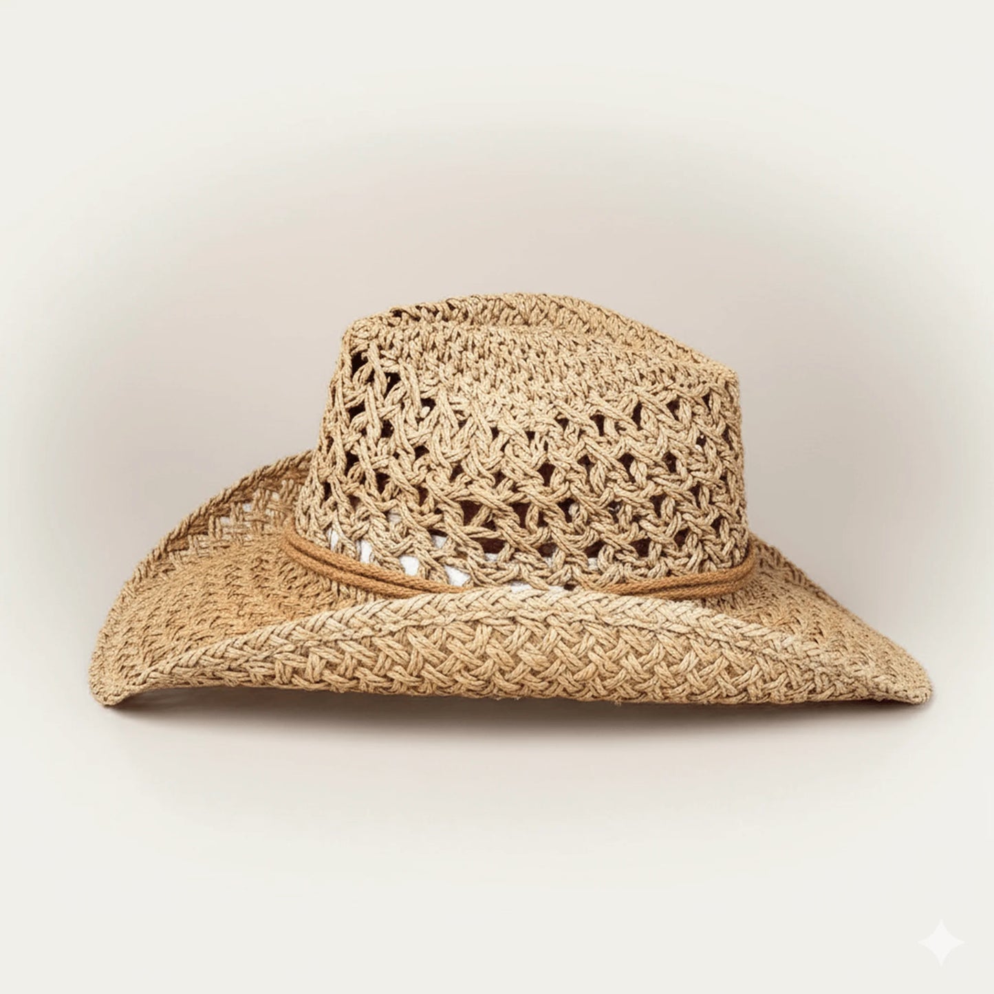 Sombrero de Verano Cowboy Tejido - Estilo Trenzado Vacacional