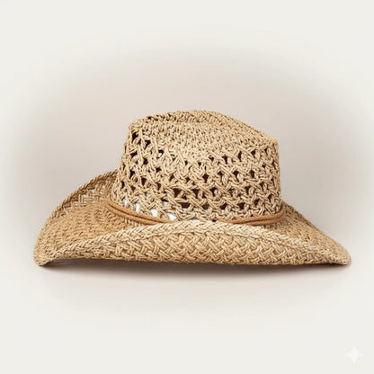 Sombrero de Verano Cowboy Tejido - Estilo Trenzado Vacacional